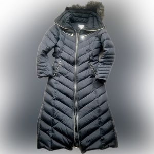 Michael Kors - Faux Fur Trim Quilted Puffer Coat - Black